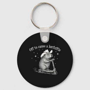 Off To Cause A Kerfuffle Funny Groundhog Scooter V Key Ring