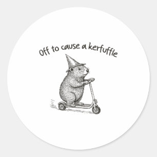 Off To Cause A Kerfuffle Funny Hamster Scooter Gro Classic Round Sticker