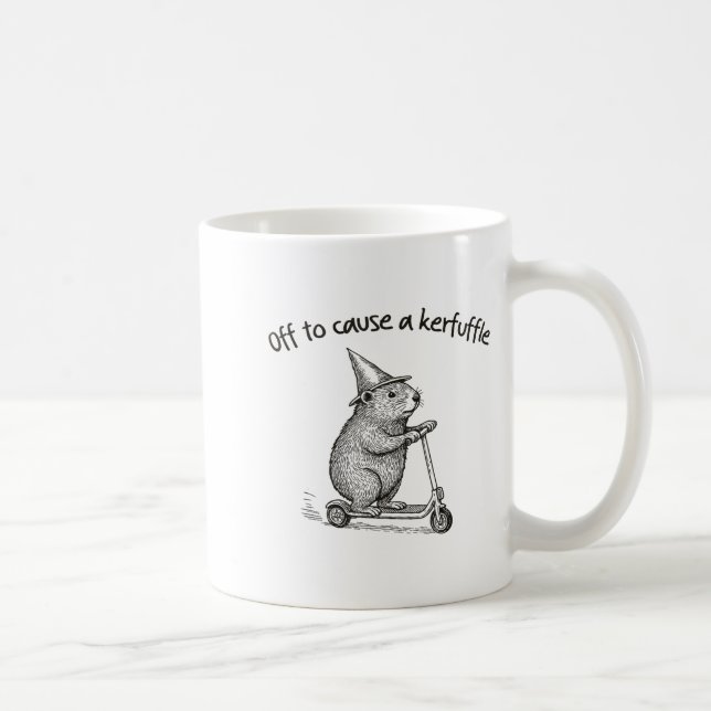 Off To Cause A Kerfuffle Funny Hamster Scooter Gro Coffee Mug (Right)