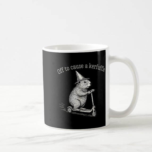 Off To Cause A Kerfuffle Funny Hamster Scooter Gro Coffee Mug (Right)