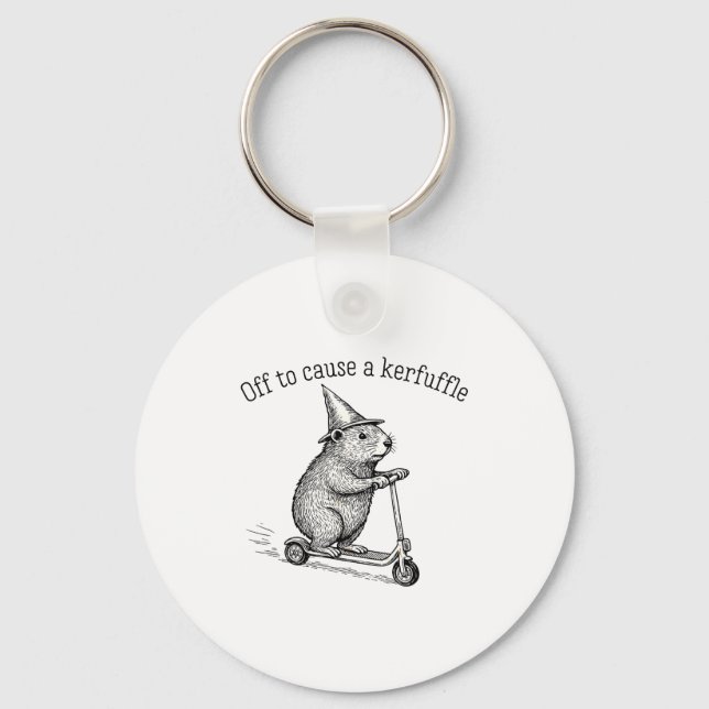 Off To Cause A Kerfuffle Funny Hamster Scooter Gro Key Ring (Front)