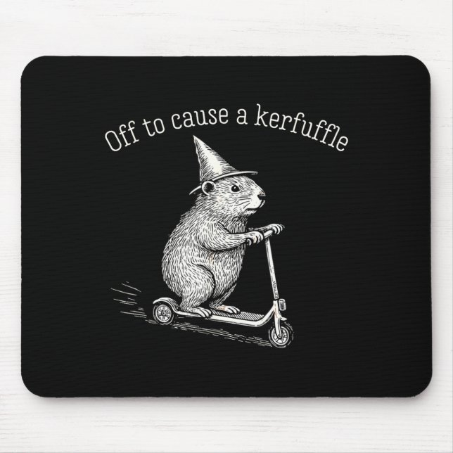 Off To Cause A Kerfuffle Funny Hamster Scooter Gro Mouse Pad (Front)
