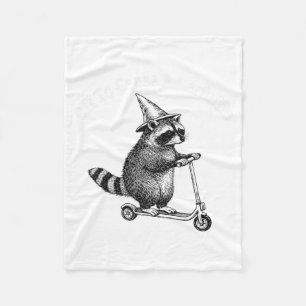 Off to Cause a kerfuffle Funny Racoon Riding Fleece Blanket