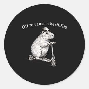 Off To Cause A Kerfuffle Funny Silly Groundhog Sco Classic Round Sticker