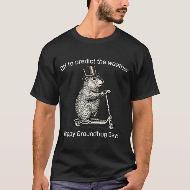 Off To Cause A Kerfuffle Funny Silly Groundhog Sco T-Shirt (Front)
