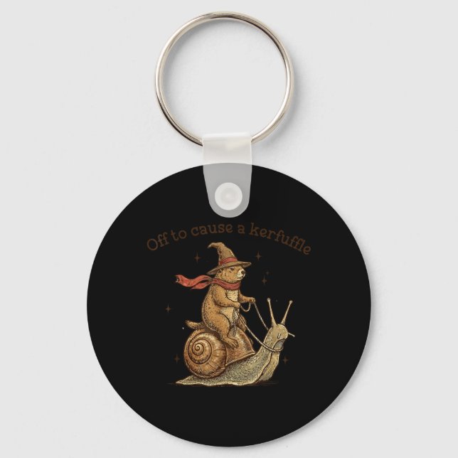 Off to Cause A Kerfuffle Funny Weird Groundhog Key Ring (Front)