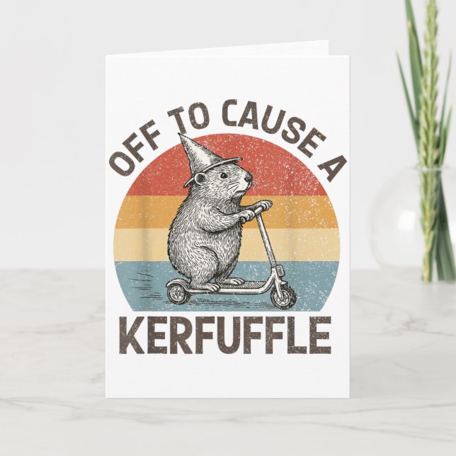 Off To Cause A Kerfuffle Groundhog Scooter Funny A Card (Front)