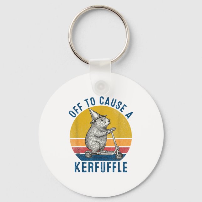 Off To Cause A Kerfuffle Groundhog Scooter Funny A Key Ring (Front)