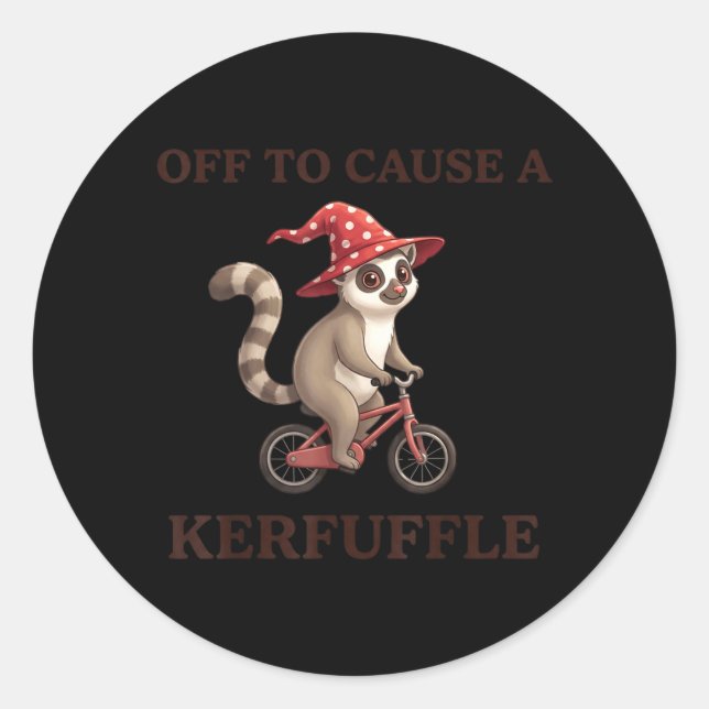 Off to Cause A Kerfuffle Lemur Funny Weirdcore Classic Round Sticker (Front)