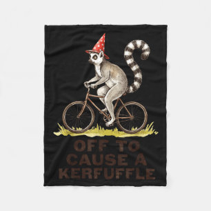Off to Cause A Kerfuffle Lemur Funny Weirdcore Fleece Blanket
