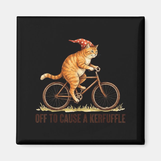 Off to Cause A Kerfuffle Orange Cat Funny Magnet (Front)
