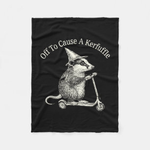 Off to cause a kerfuffle possum humour fleece blanket