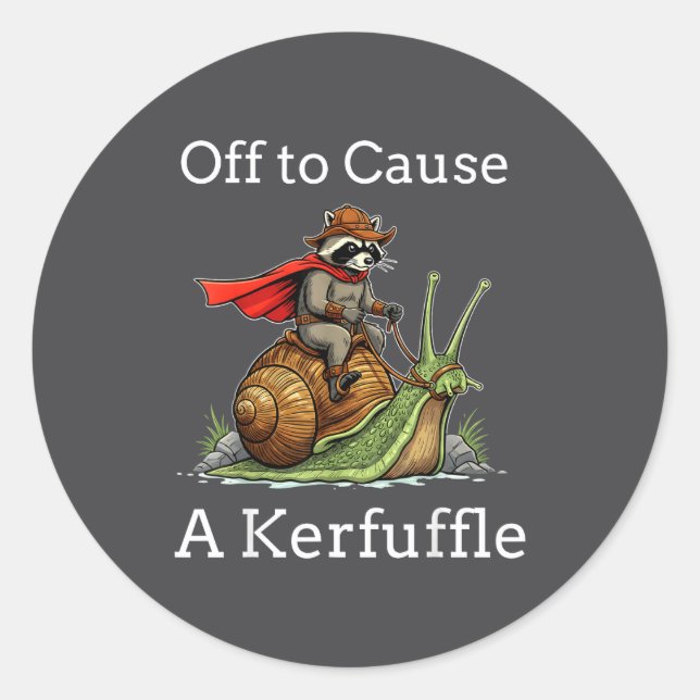 Off To Cause A Kerfuffle Raccoon Whimsical Wizard  Classic Round Sticker (Front)