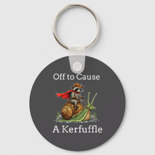 Off To Cause A Kerfuffle Raccoon Whimsical Wizard Key Ring