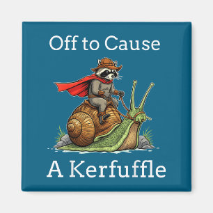 Off To Cause A Kerfuffle Raccoon Whimsical Wizard Magnet