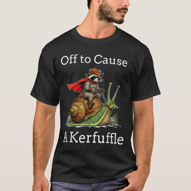 Off To Cause A Kerfuffle Raccoon Whimsical Wizard  T-Shirt (Front)