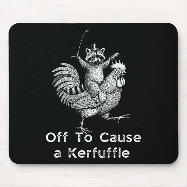 Off To Cause A Kerfuffle Racoon Chicken  Mouse Pad (Front)