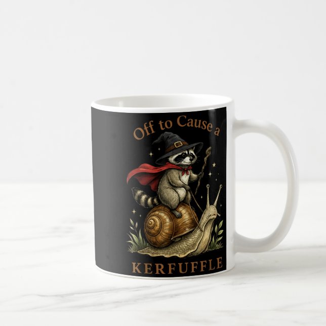 Off to Cause A Kerfuffle Racoon Wizard Snail Coffee Mug (Right)