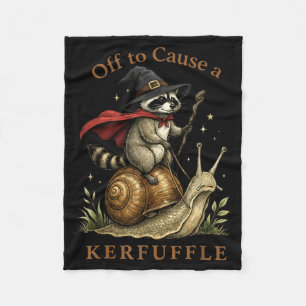 Off to Cause A Kerfuffle Racoon Wizard Snail Fleece Blanket
