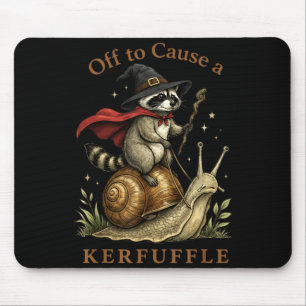 Off to Cause A Kerfuffle Racoon Wizard Snail Mouse Pad
