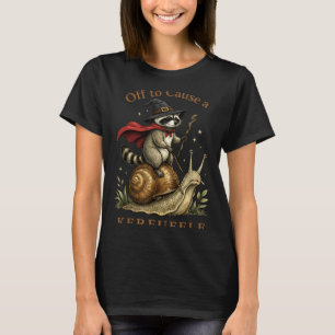 Off to Cause A Kerfuffle Racoon Wizard Snail T-Shirt