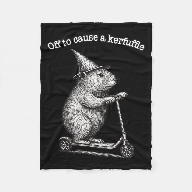 Off To Cause A Kerfuffle Scooter Groundhog Premium Fleece Blanket (Front)