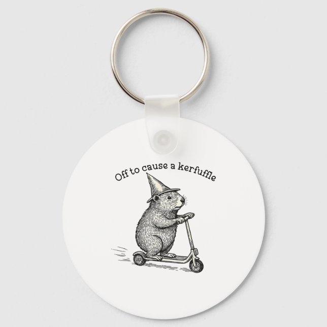 Off To Cause A Kerfuffle Weirore Sayings Funny Mem Key Ring (Front)