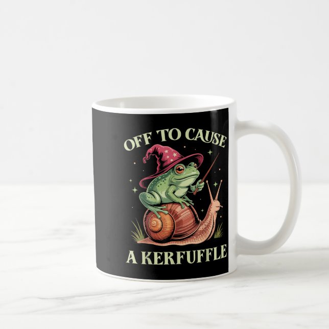 Off To Cause A Kerfuffle Whimsical Wizard Frog Mem Coffee Mug (Right)
