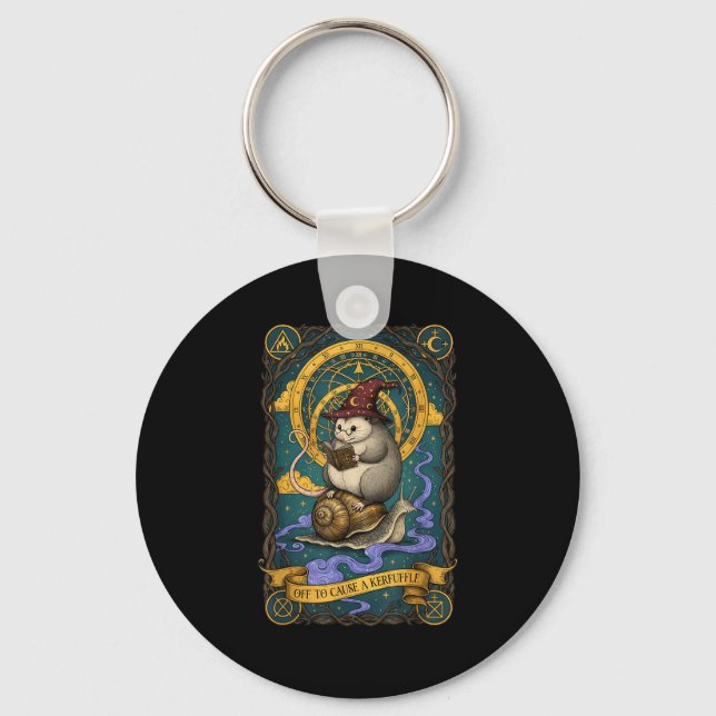 Off to cause a kerfuffle witchy possum wizard snai key ring (Front)