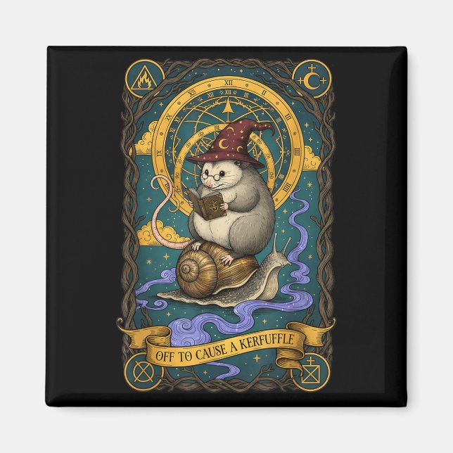 Off to cause a kerfuffle witchy possum wizard snai magnet (Front)