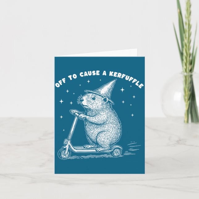 Off To Cause A Kerfuffle, Wizard Groundhog Scooter Card (Front)