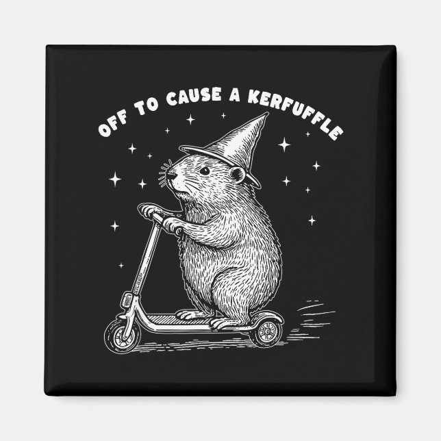 Off To Cause A Kerfuffle, Wizard Groundhog Scooter Magnet (Front)
