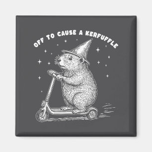 Off To Cause A Kerfuffle, Wizard Groundhog Scooter Magnet