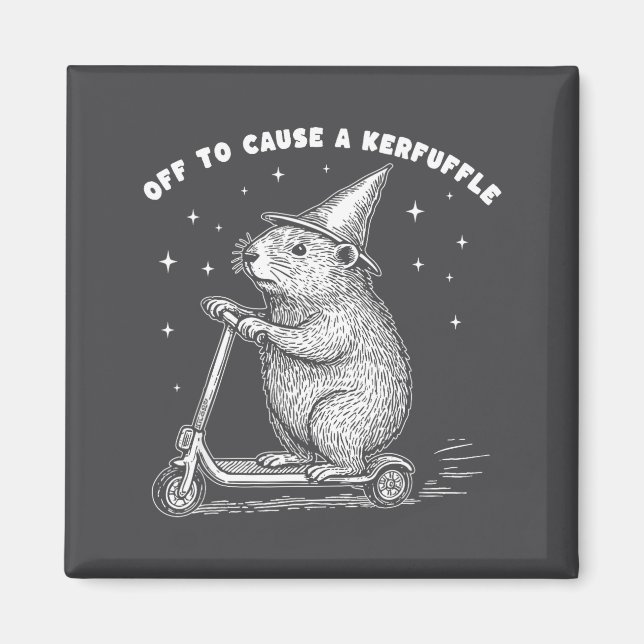Off To Cause A Kerfuffle, Wizard Groundhog Scooter Magnet (Front)