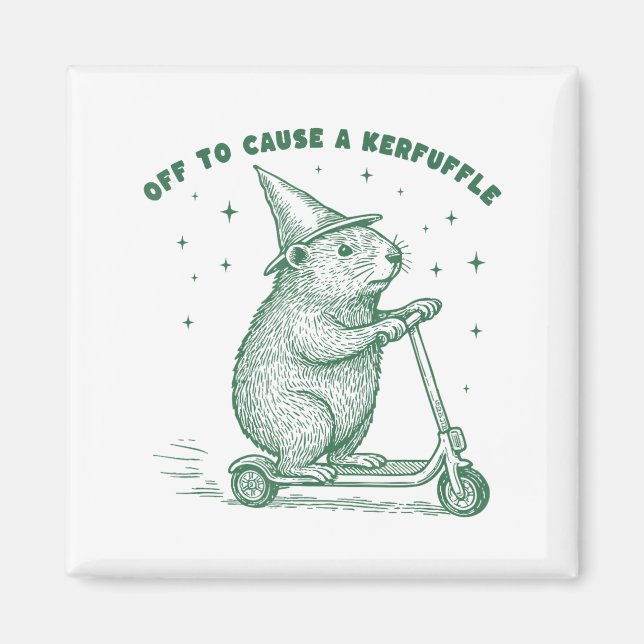 Off To Cause A Kerfuffle, Wizard Groundhog Scooter Magnet (Front)