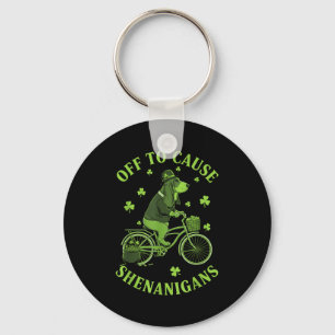 Off to cause shenanigans basset hound st patricks key ring