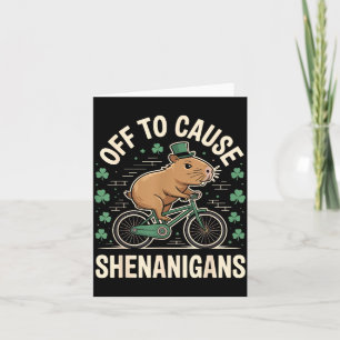 Off to cause shenanigans capybara meme st patricks card