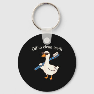 Off to clean teeth funny goose dentist dental key ring