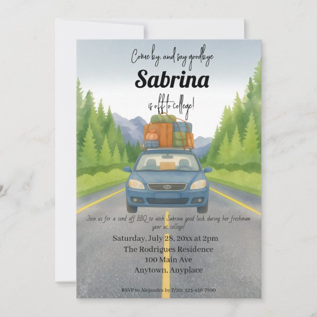 Off to College Party Invitation (Front)
