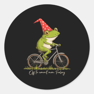 Off To Commit Mom Foolery Funny Frog Meme  Classic Round Sticker