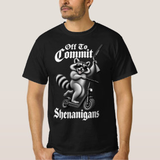 Off to Commit Shenanigans Funny Racoon Scooter T-Shirt