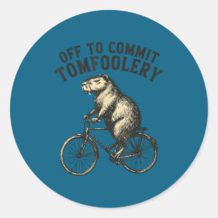 Off to commit tomfoolery capybara vintage meme classic round sticker