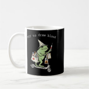 Off To Draw Blood Phlebotomy Technician Funny Frog Coffee Mug