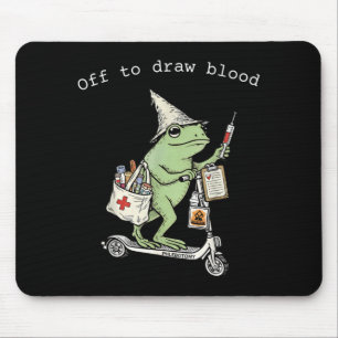 Off To Draw Blood Phlebotomy Technician Funny Frog Mouse Pad