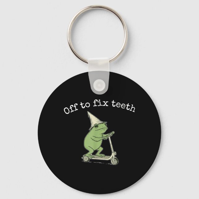 Off to Fix Teeth Frog Dentist Dentistry Dental Key Ring (Front)