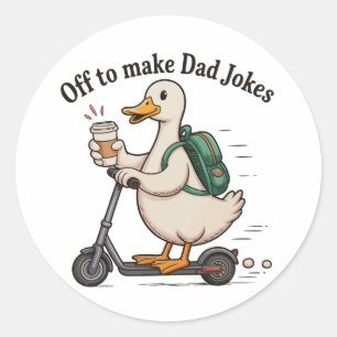 Off To Make Dad Jokes Goose Father’s Day Grandpa Classic Round Sticker
