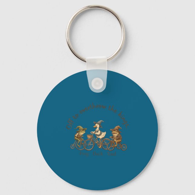 Off to overthrow the kings frog duck toad funny key ring (Front)