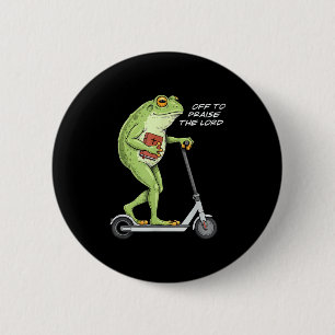 Off To Praise D Lord Funny Frog Christian Meme 6 Cm Round Badge