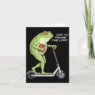 Off To Praise D Lord Funny Frog Christian Meme Card