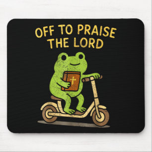 Off To Praise The Lord Frog Christian Mouse Pad